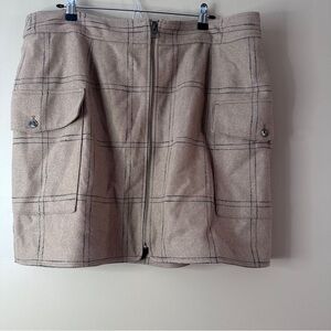 Madewell Wool Blend Zip Front Windowpane Plaid Mini Skirt, Heritage, Academia